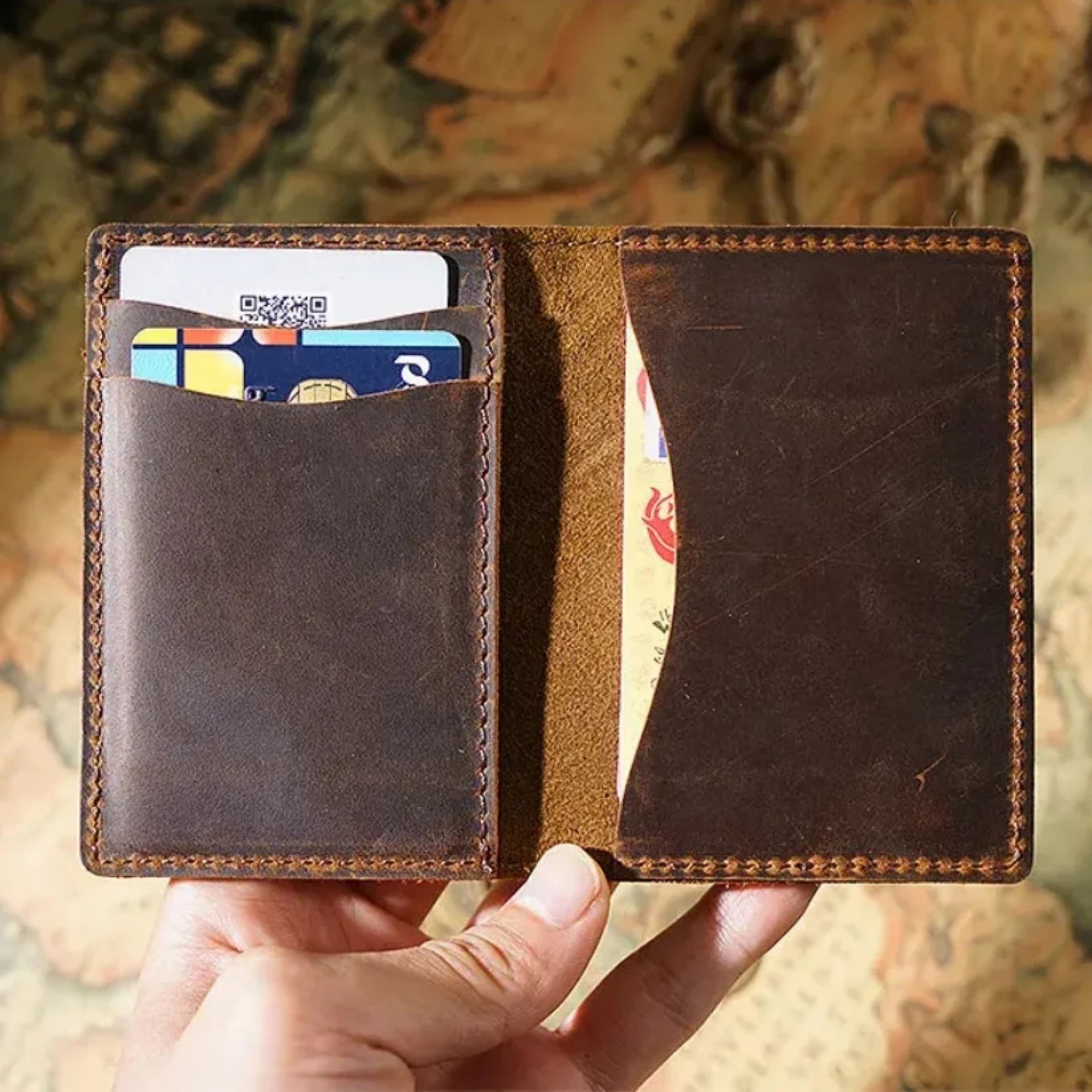 Travel Wallet Slim - Porta carte sottile tascabile in vera